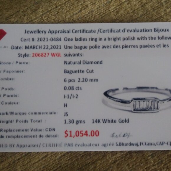 14K white Gold Channel Set Diamond Ring - Size 7 - Picture 2 of 3